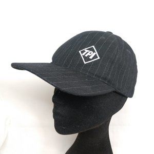 3/$20🖤 TPI Embroidery Men's OS Adjustable Black Pinstriped Hat Cap Diamond Logo